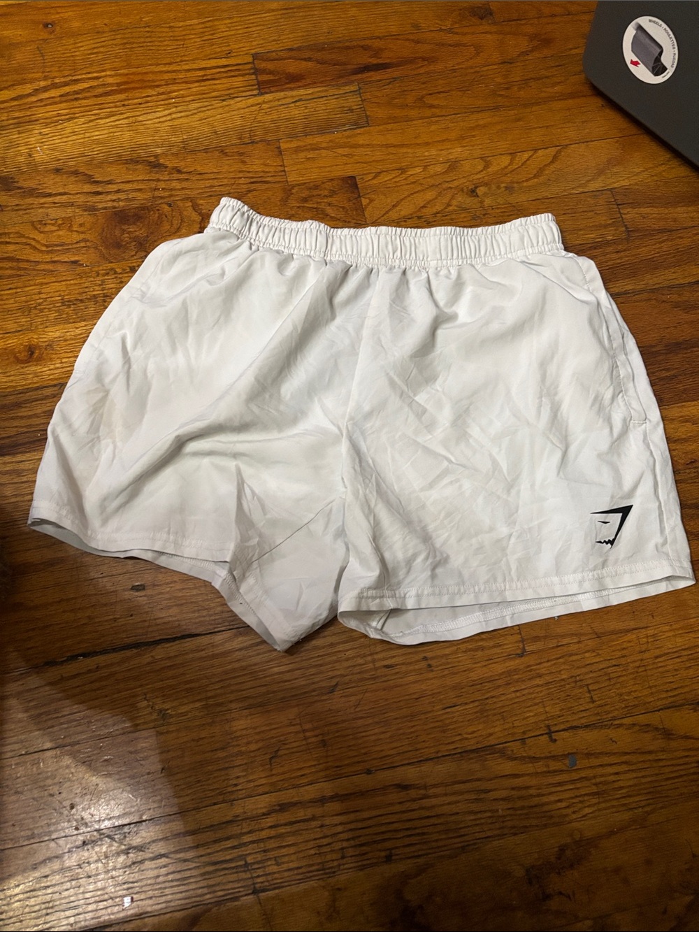 Gymshark White Men's Training Shorts with Black Logo